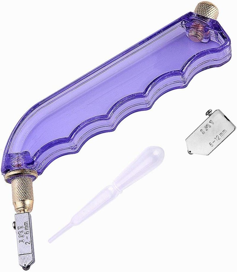 IMT Pistol Grip Oil Feed Glass Cutter Tungsten Carbide, Professional Stained Glass Cutting Tool with 2 Replaceable Head and Oil Reservoir- 2mm-12mm - Image 1